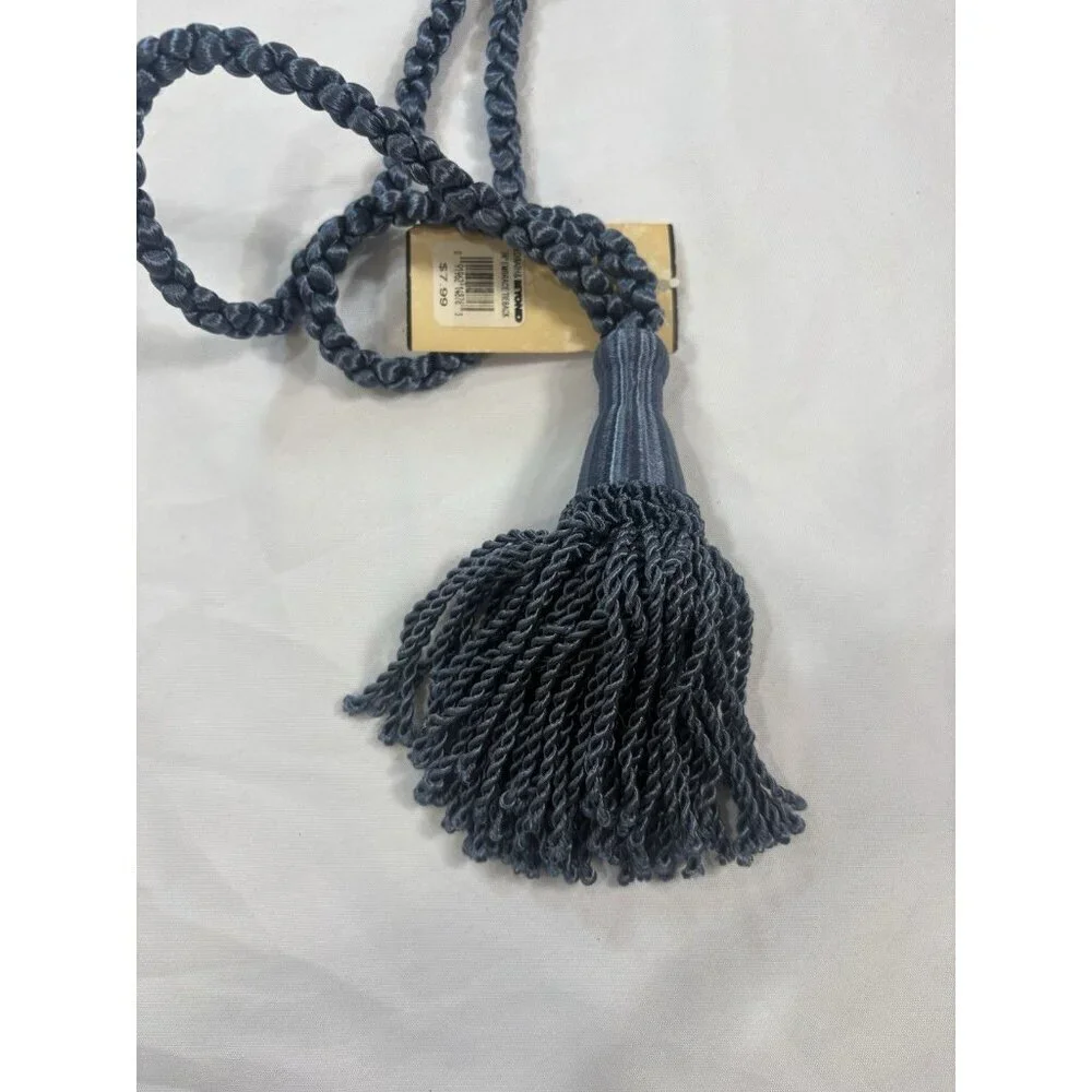 Conso Single Blue Tiebacks Drapery Curtain Twisted Rope Tassel 24” x 5”